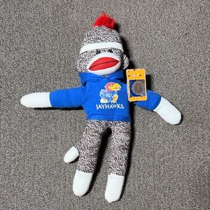 KANSAS JAYHAWKS 8 INCH SOCK MONKEY PLUSH NCAA University of Kansas NWT